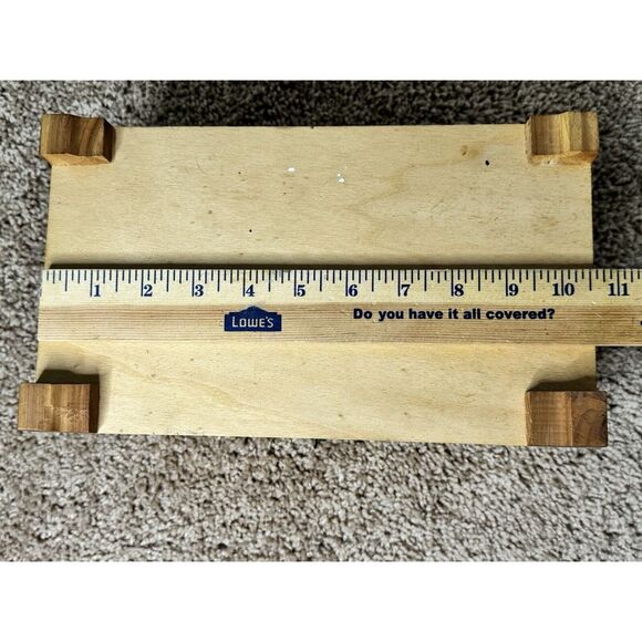 Vintage Cedar Wood Jewelry Box with Scenic Lake Print and Carved Floral Design - Picture 6 of 10